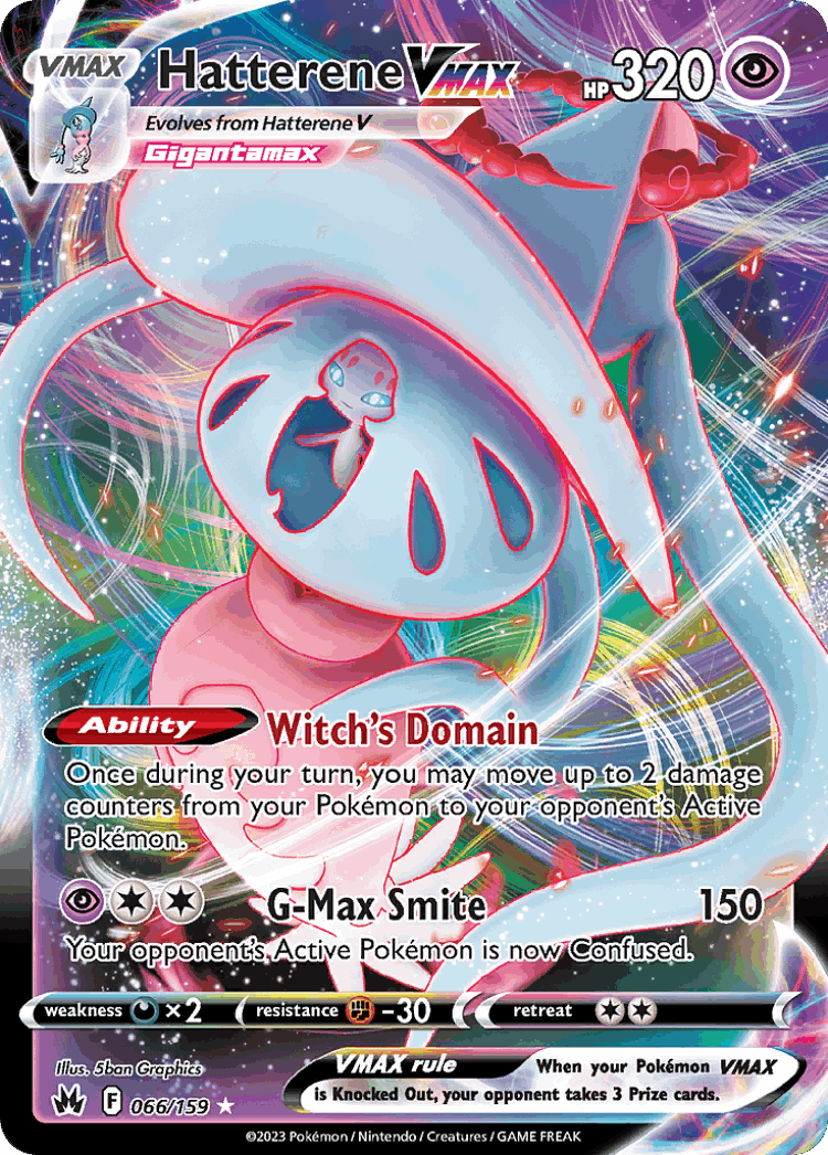 Hatterene VMAX #66 from Crown Zenith - Rare Holo VMAX - Illustrated by 5ban Graphics