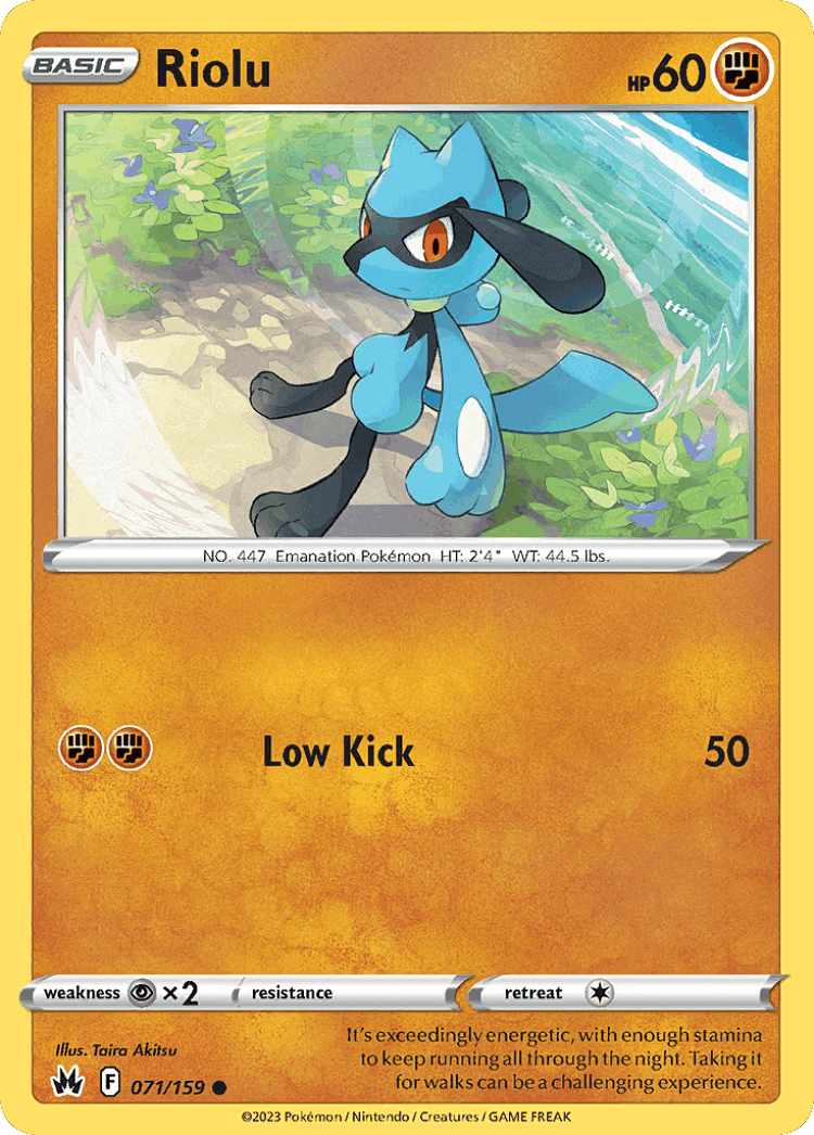 Riolu #71 from Crown Zenith - Common - Illustrated by Taira Akitsu