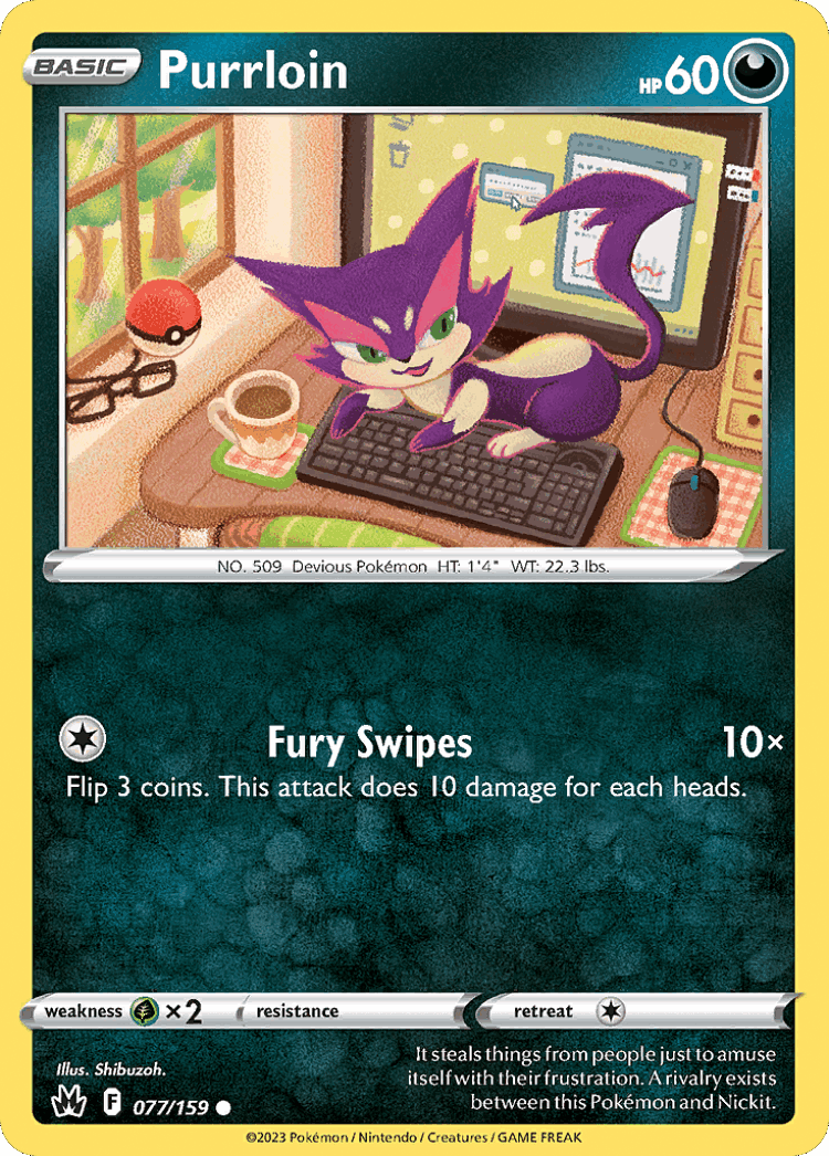 Purrloin #77 from Crown Zenith - Common - Illustrated by Shibuzoh.