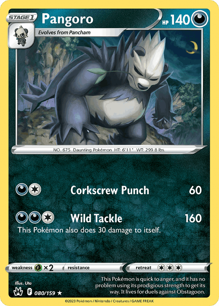 Pangoro #80 from Crown Zenith - Rare - Illustrated by Uta