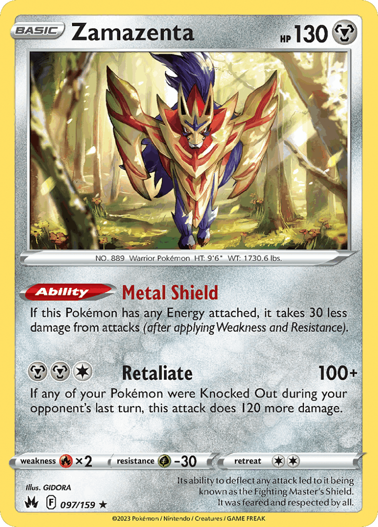 Zamazenta #97 from Crown Zenith - Rare Holo - Illustrated by GIDORA