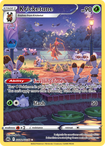 Kricketune #2 from Crown Zenith Galarian Gallery - Trainer Gallery Rare Holo - Illustrated by Nurikabe