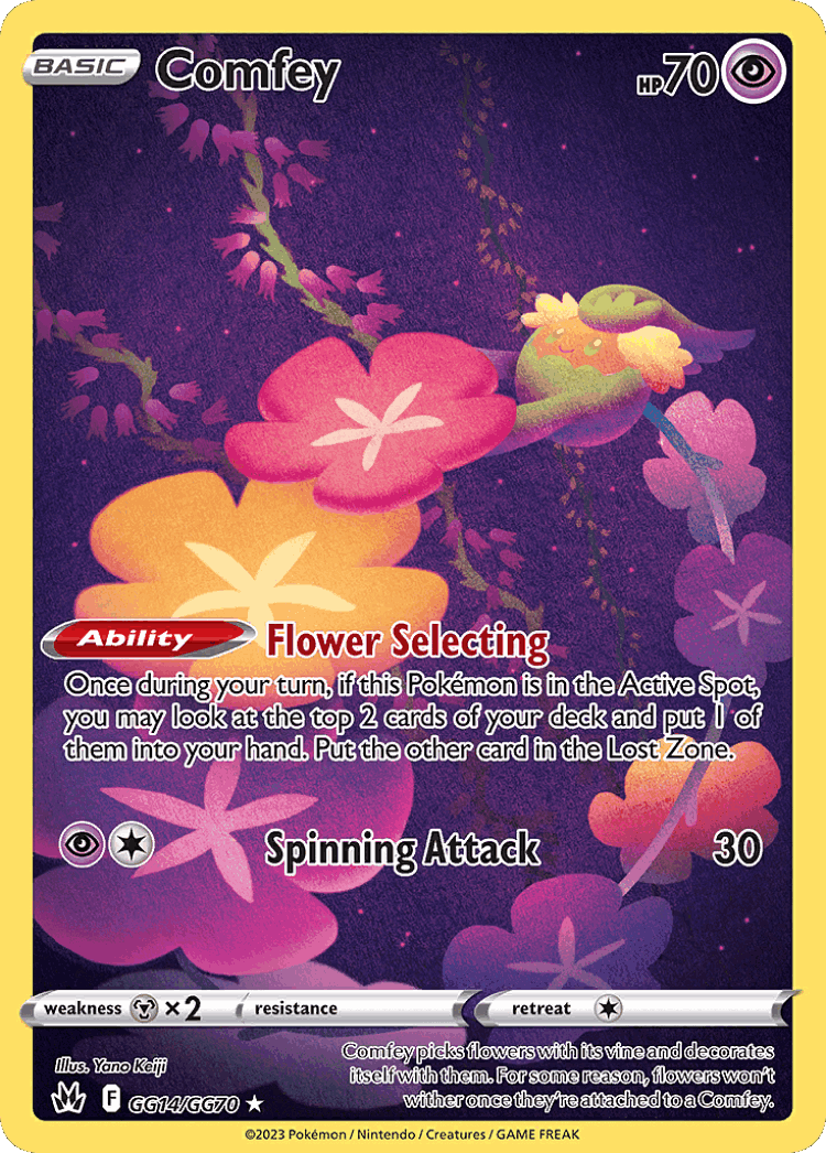 Comfey #14 from Crown Zenith Galarian Gallery - Trainer Gallery Rare Holo - Illustrated by Yano Keiji