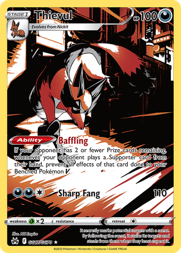 Thievul #17 from Crown Zenith Galarian Gallery - Trainer Gallery Rare Holo - Illustrated by NC Empire
