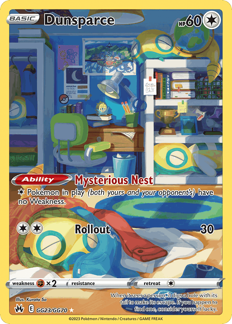 Dunsparce #23 from Crown Zenith Galarian Gallery - Trainer Gallery Rare Holo - Illustrated by Kurata So