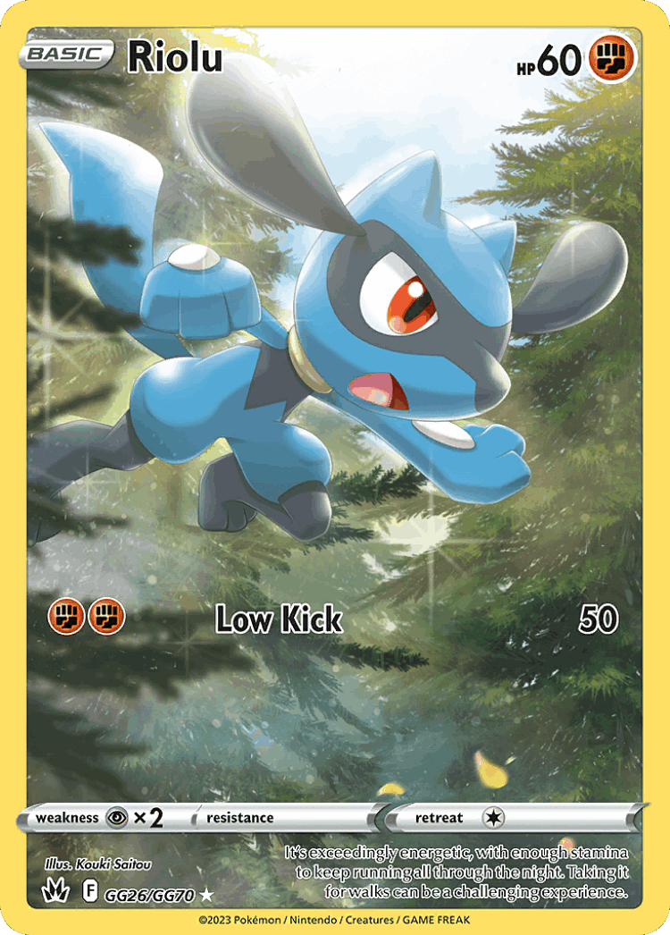 Riolu #26 from Crown Zenith Galarian Gallery - Trainer Gallery Rare Holo - Illustrated by Kouki Saitou