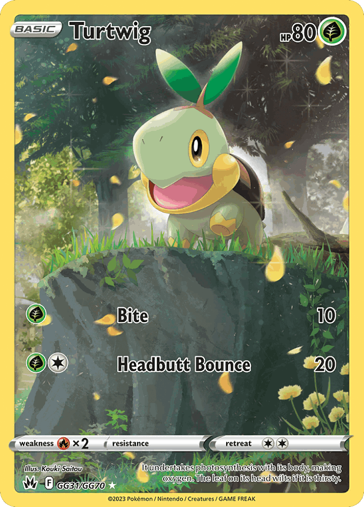 Turtwig #31 from Crown Zenith Galarian Gallery - Trainer Gallery Rare Holo - Illustrated by Kouki Saitou