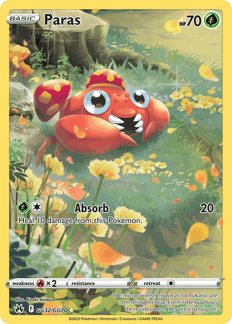 Paras #32 from Crown Zenith Galarian Gallery - Trainer Gallery Rare Holo - Illustrated by Kouki Saitou