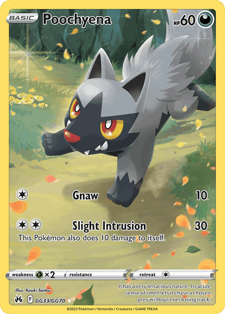 Poochyena #33 from Crown Zenith Galarian Gallery - Trainer Gallery Rare Holo - Illustrated by Kouki Saitou