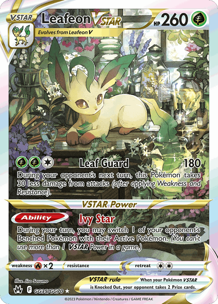 Leafeon VSTAR #35 from Crown Zenith Galarian Gallery - Rare Holo VSTAR - Illustrated by Jiro Sasumo