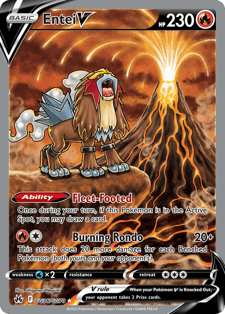 Entei V #36 from Crown Zenith Galarian Gallery - Rare Holo V - Illustrated by Shigenori Negishi