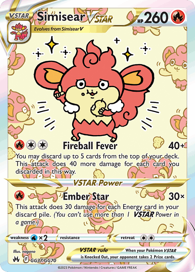Simisear VSTAR #37 from Crown Zenith Galarian Gallery - Rare Holo VSTAR - Illustrated by nagano