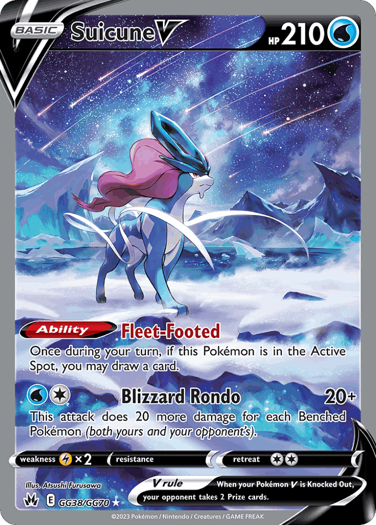 Suicune V #38 from Crown Zenith Galarian Gallery - Rare Holo V - Illustrated by Atsushi Furusawa