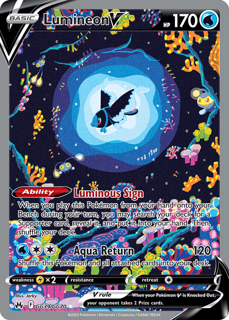 Lumineon V #39 from Crown Zenith Galarian Gallery - Rare Holo V - Illustrated by Jerky