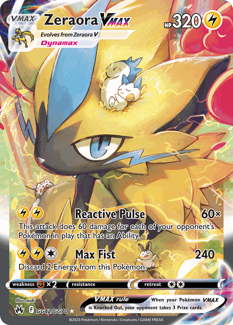 Zeraora VMAX #42 from Crown Zenith Galarian Gallery - Rare Holo VMAX - Illustrated by aoki