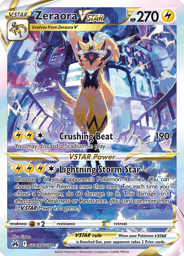 Zeraora VSTAR #43 from Crown Zenith Galarian Gallery - Rare Holo VSTAR - Illustrated by Ligton