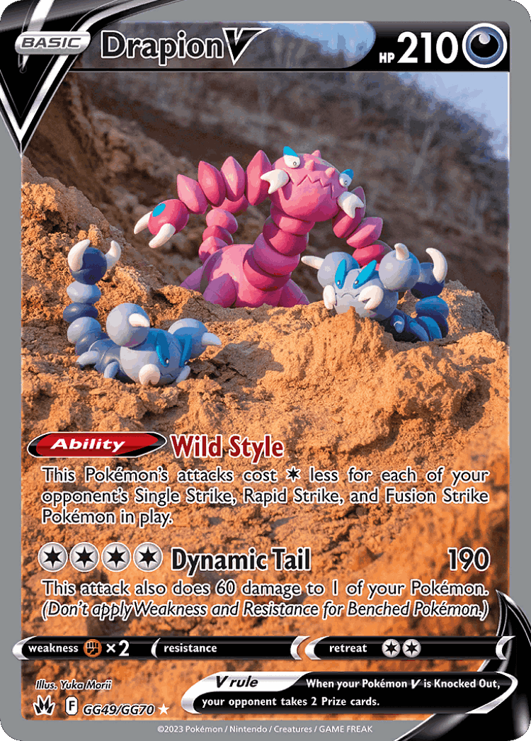 Drapion V #49 from Crown Zenith Galarian Gallery - Rare Holo V - Illustrated by Yuka Morii
