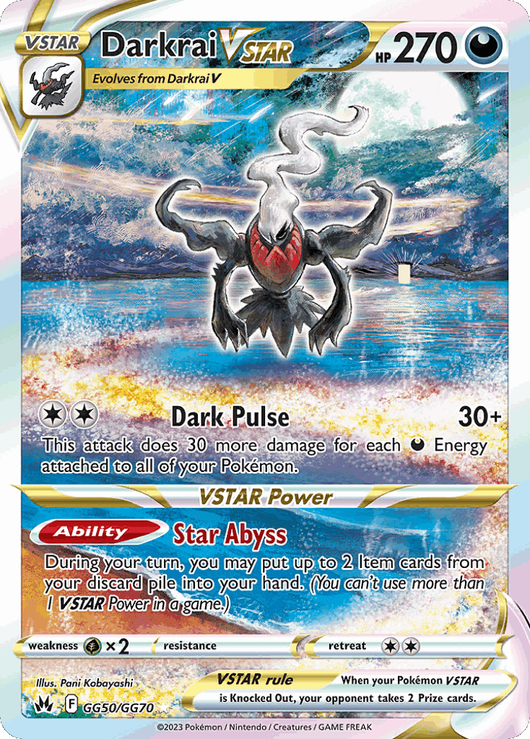 Darkrai VSTAR #50 from Crown Zenith Galarian Gallery - Rare Holo VSTAR - Illustrated by Pani Kobayashi