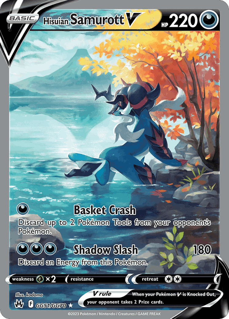 Hisuian Samurott V #51 from Crown Zenith Galarian Gallery - Rare Holo V - Illustrated by kodama