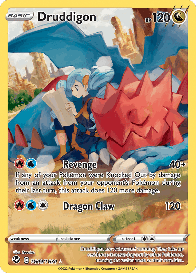Druddigon #9 from Silver Tempest Trainer Gallery - Trainer Gallery Rare Holo - Illustrated by Teeziro