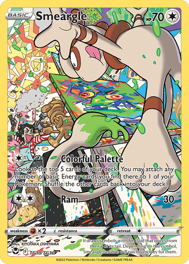 Smeargle #10 from Silver Tempest Trainer Gallery - Trainer Gallery Rare Holo - Illustrated by KIYOTAKA OSHIYAMA