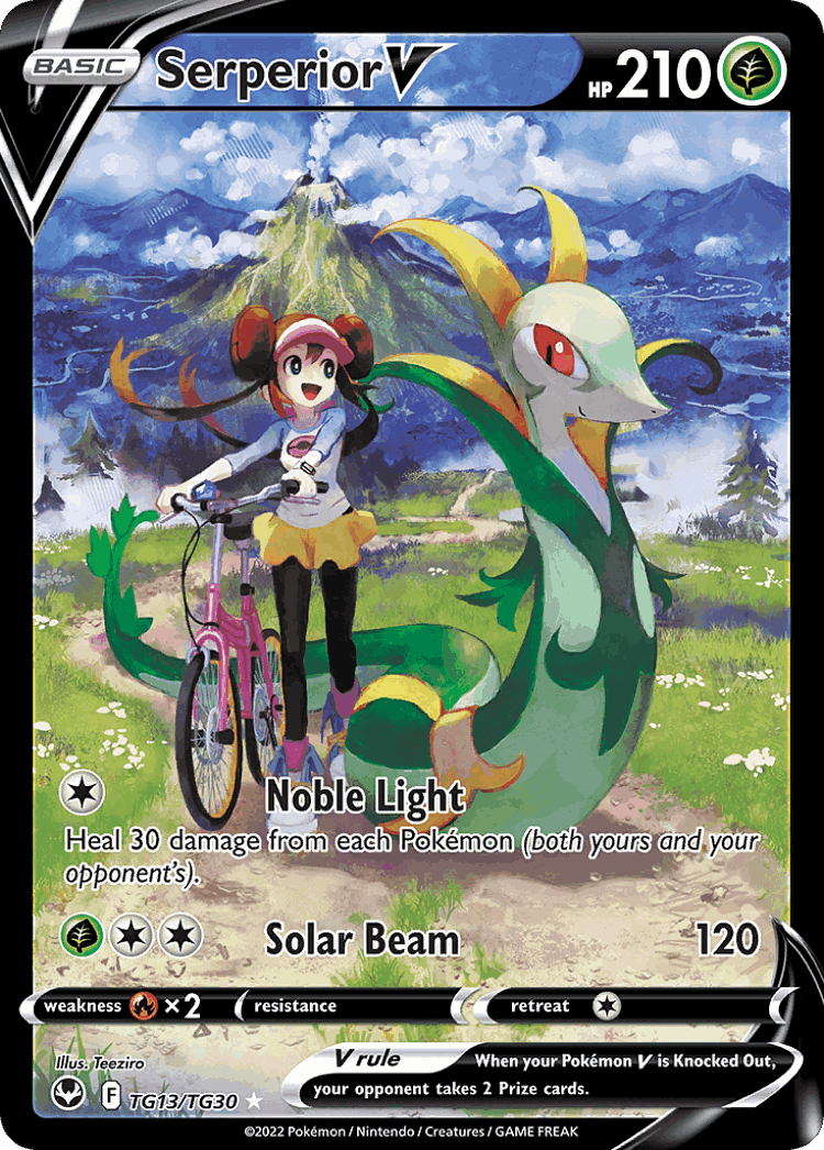 Serperior V #13 from Silver Tempest Trainer Gallery - Rare Holo V - Illustrated by Teeziro