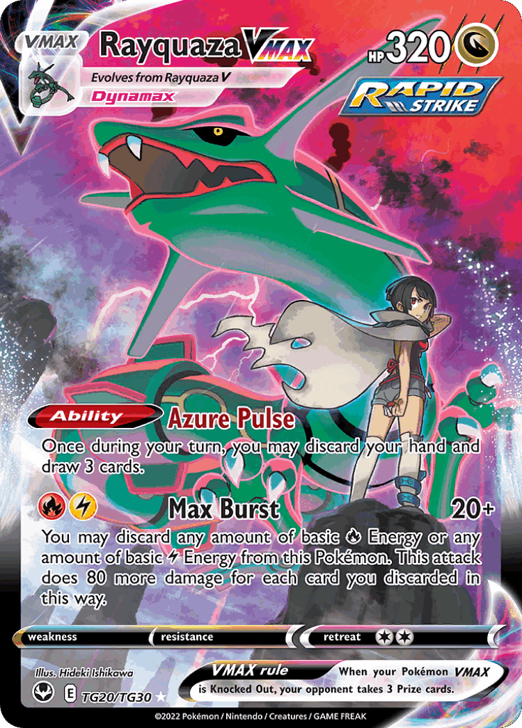 Rayquaza VMAX #20 from Silver Tempest Trainer Gallery - Rare Holo VMAX - Illustrated by Hideki Ishikawa
