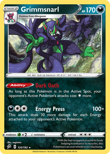 Grimmsnarl #125 from Rebel Clash - Rare Holo - Illustrated by nagimiso