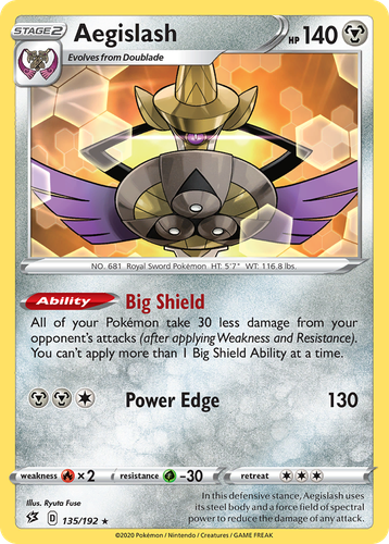 Aegislash #135 from Rebel Clash - Rare - Illustrated by Ryuta Fuse
