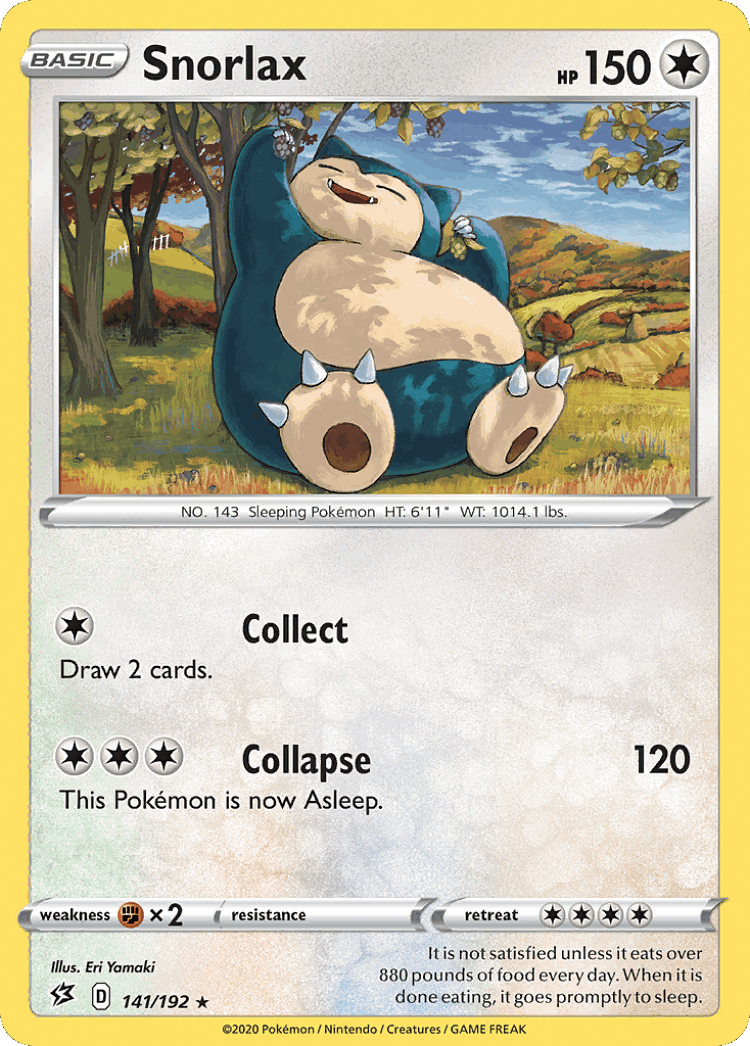 Snorlax #141 from Rebel Clash - Rare - Illustrated by Eri Yamaki