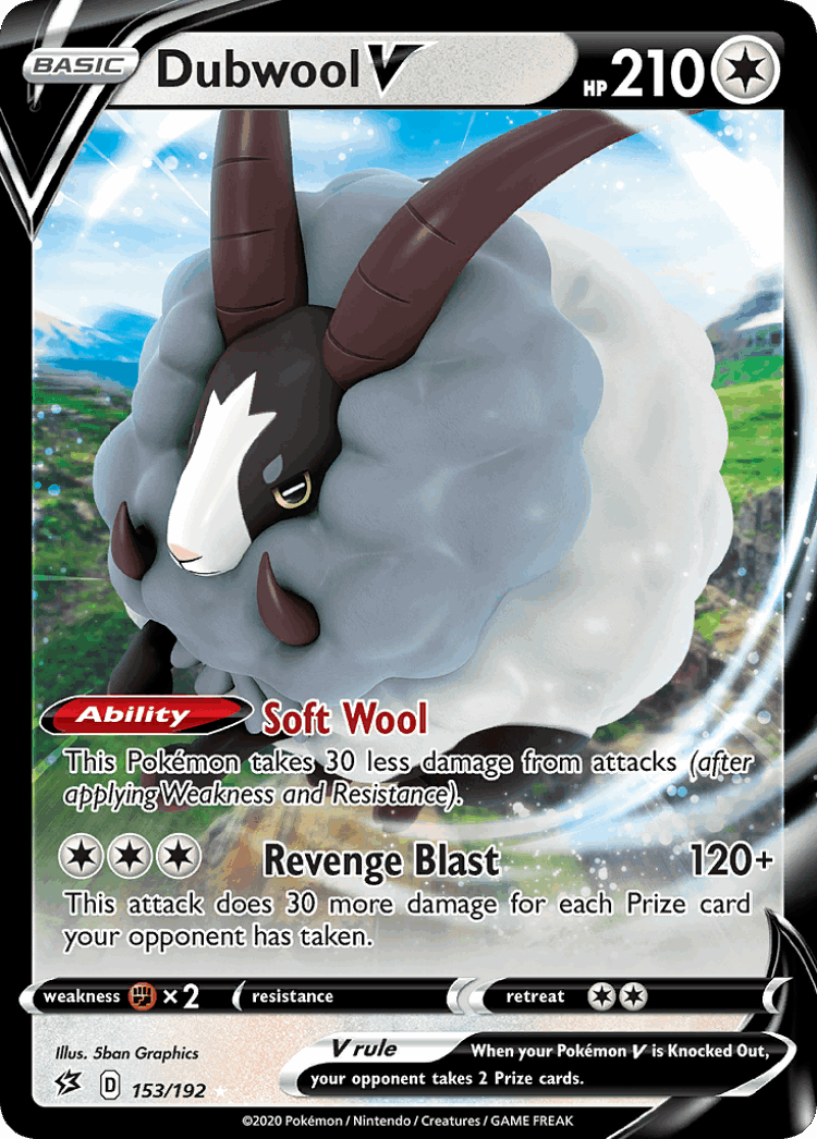 Dubwool V #153 from Rebel Clash - Rare Holo V - Illustrated by 5ban Graphics