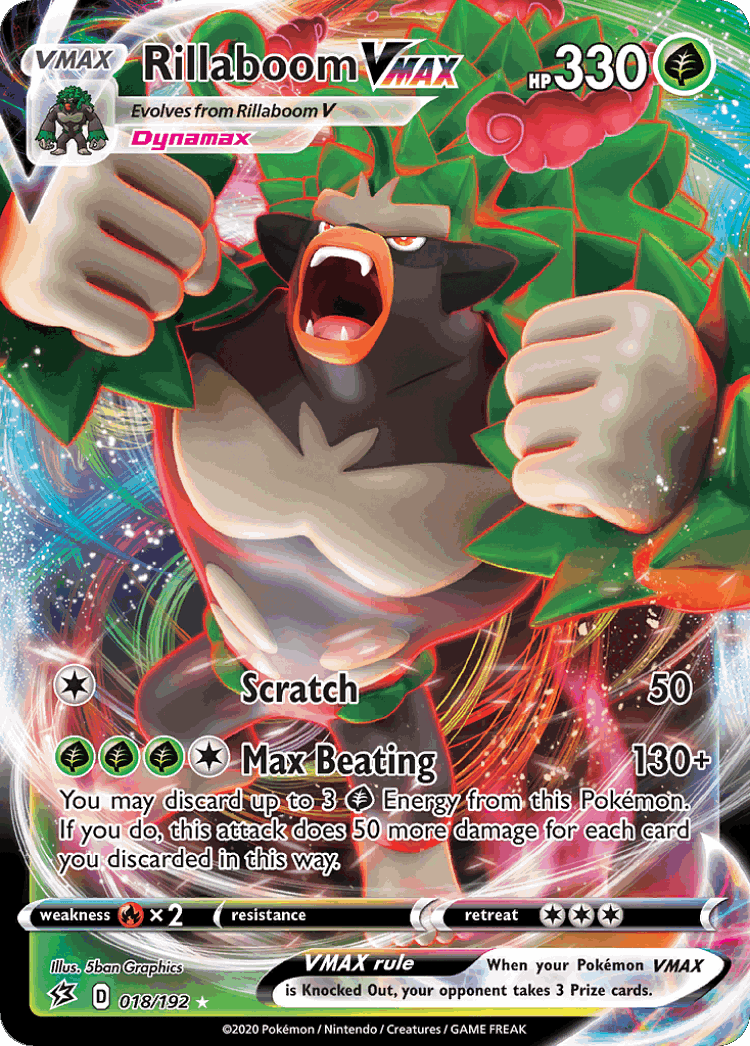 Rillaboom VMAX #18 from Rebel Clash - Rare Holo VMAX - Illustrated by 5ban Graphics