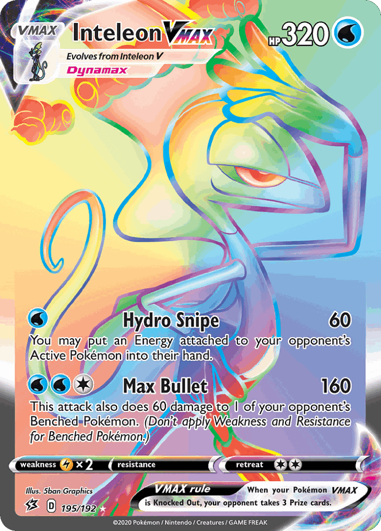 Inteleon VMAX #195 from Rebel Clash - Rare Rainbow - Illustrated by 5ban Graphics