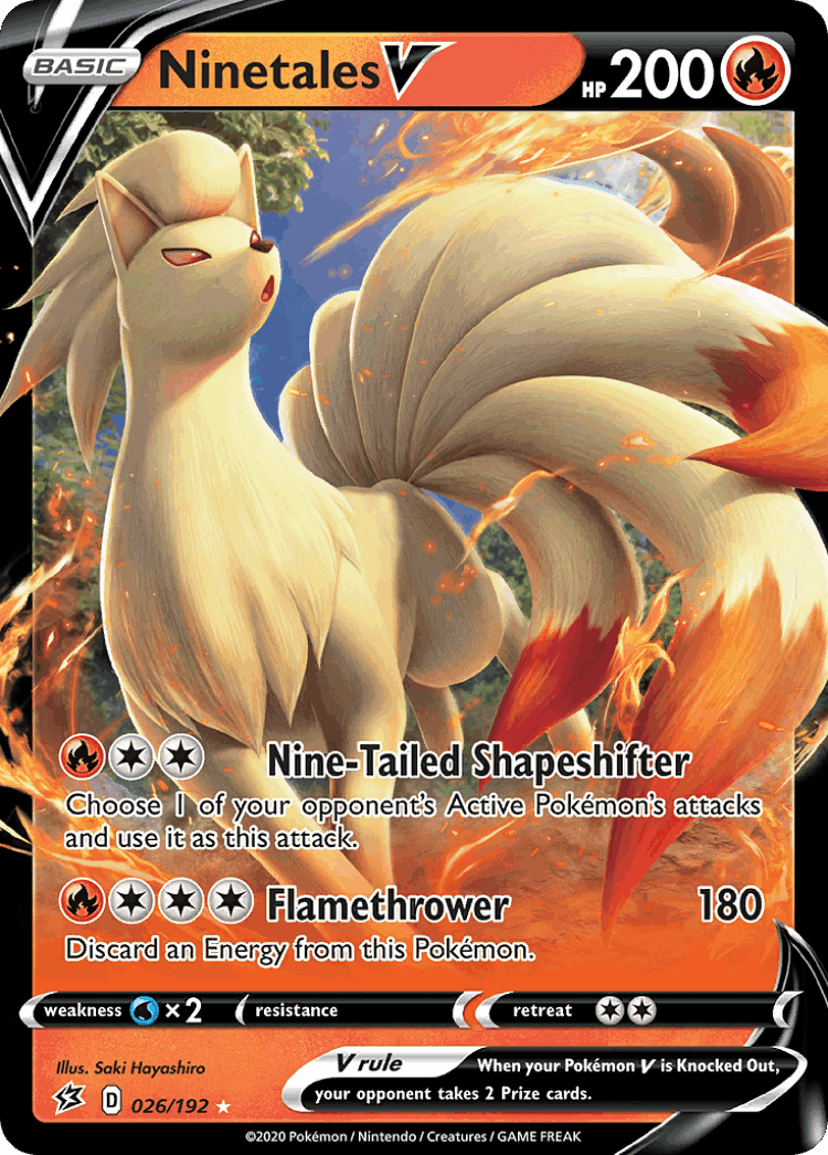 Ninetales V #26 from Rebel Clash - Rare Holo V - Illustrated by Saki Hayashiro