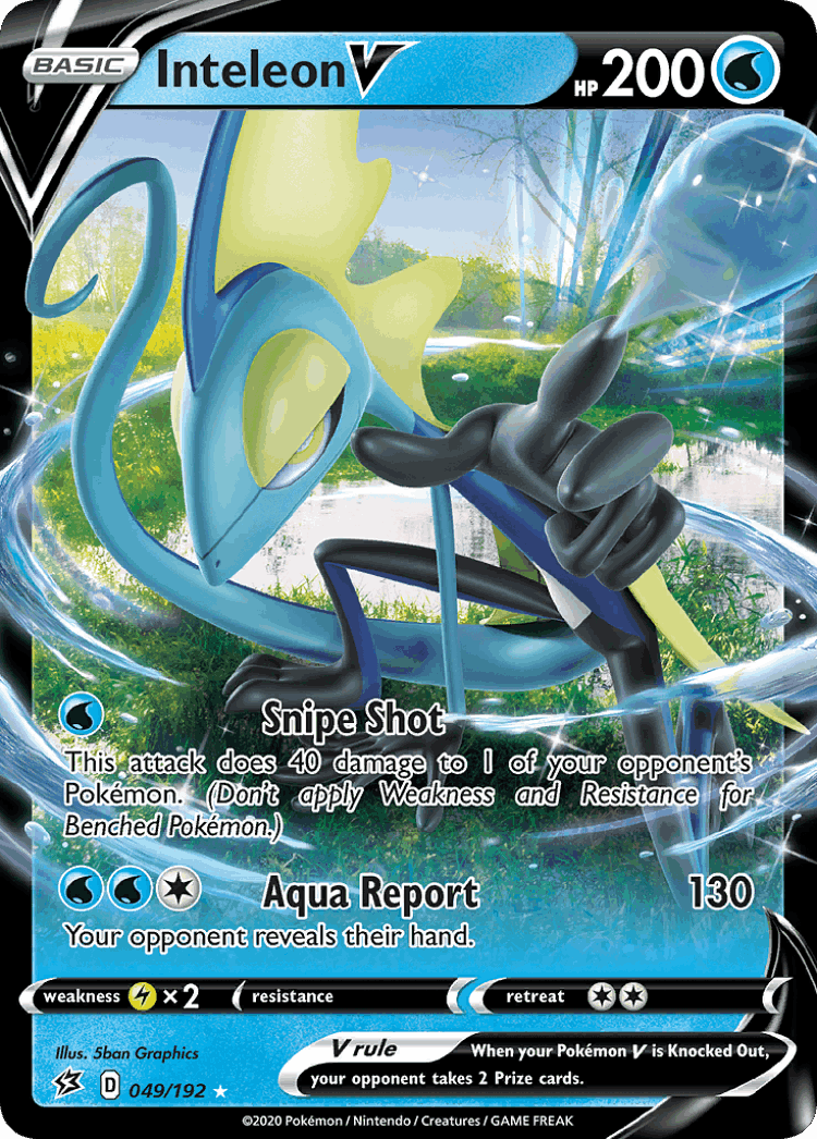 Inteleon V #49 from Rebel Clash - Rare Holo V - Illustrated by 5ban Graphics
