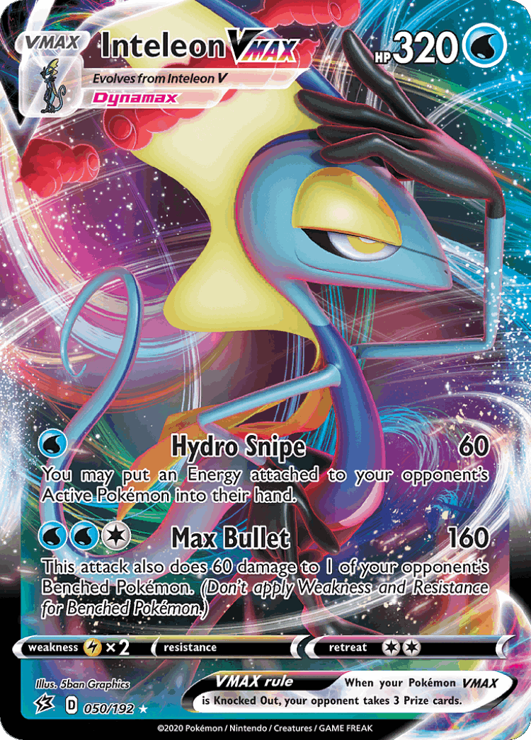 Inteleon VMAX #50 from Rebel Clash - Rare Holo VMAX - Illustrated by 5ban Graphics
