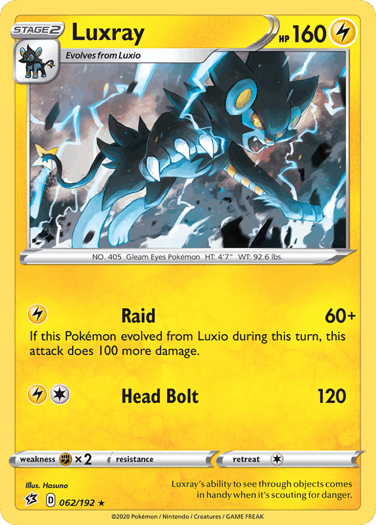 Luxray #62 from Rebel Clash - Rare Holo - Illustrated by Hasuno