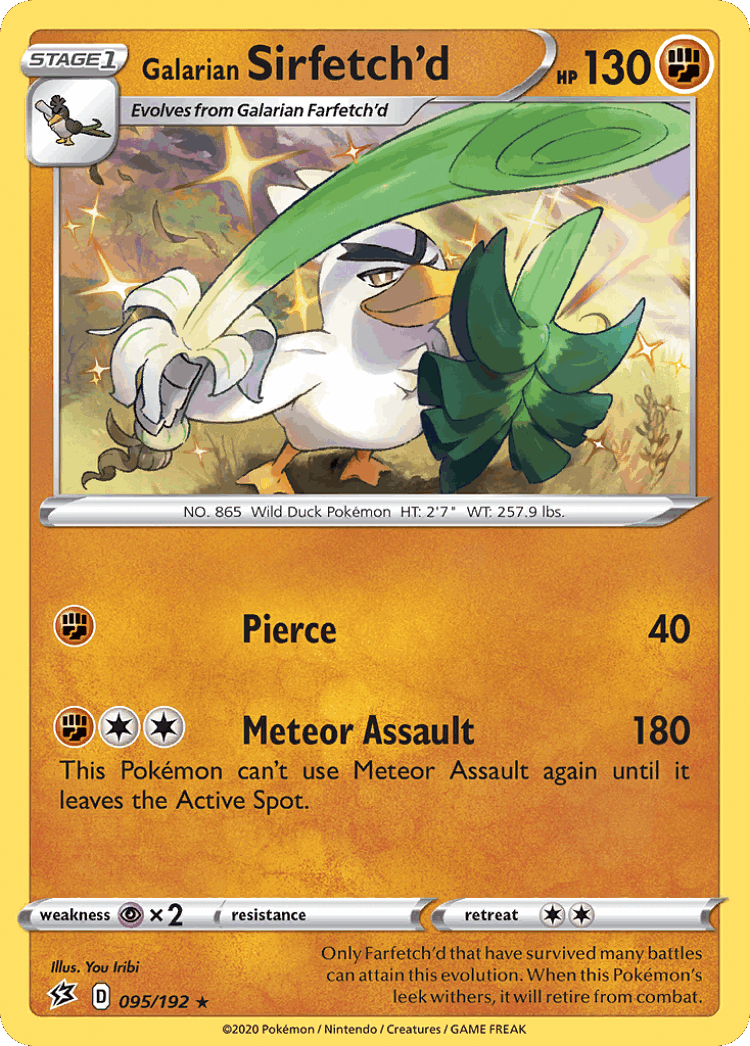 Galarian Sirfetch'd #95 from Rebel Clash - Rare Holo - Illustrated by You Iribi