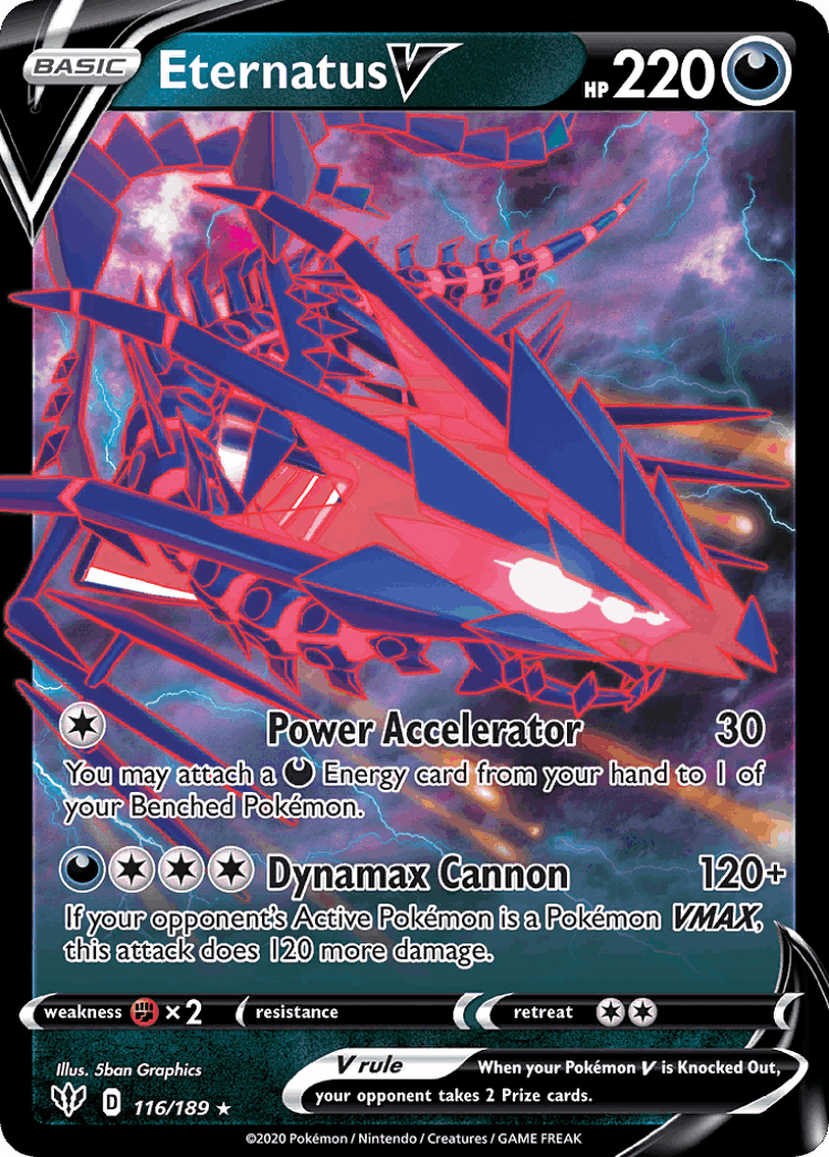 Eternatus V #116 from Darkness Ablaze - Rare Holo V - Illustrated by 5ban Graphics