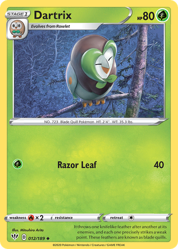 Dartrix Pokémon TCG card art