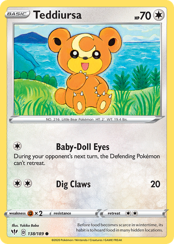 Teddiursa #138 from Darkness Ablaze - Common - Illustrated by Yukiko Baba
