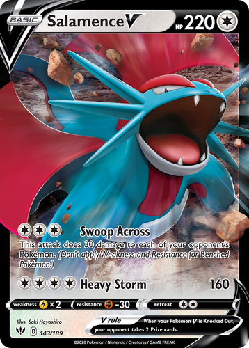 Salamence V #143 from Darkness Ablaze - Rare Holo V - Illustrated by Saki Hayashiro