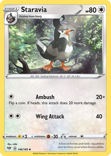 Staravia #146 from Darkness Ablaze - Uncommon - Illustrated by chibi
