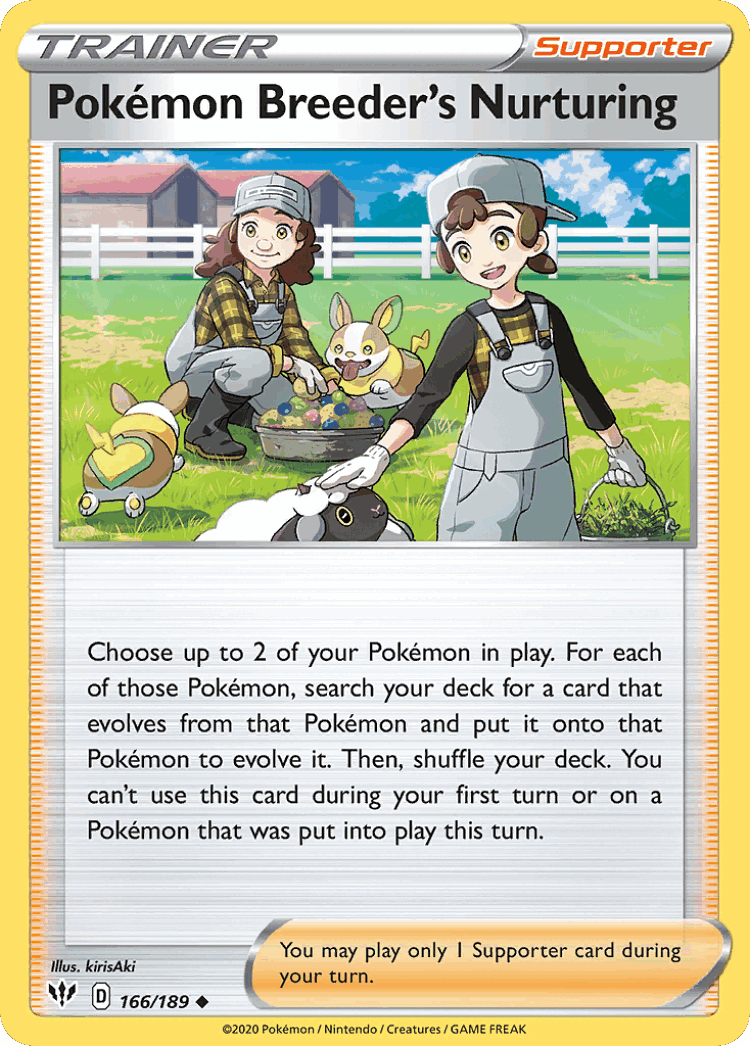 Pokémon Breeder's Nurturing #166 from Darkness Ablaze - Uncommon - Illustrated by kirisAki