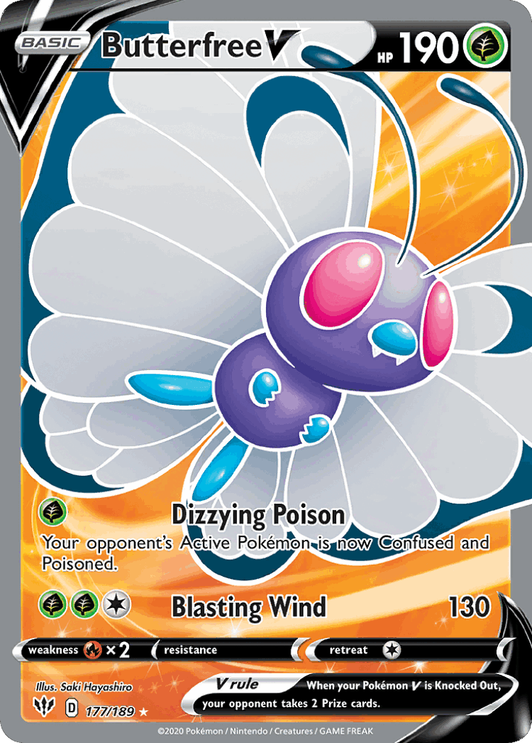 Butterfree V #177 from Darkness Ablaze - Rare Ultra - Illustrated by Saki Hayashiro