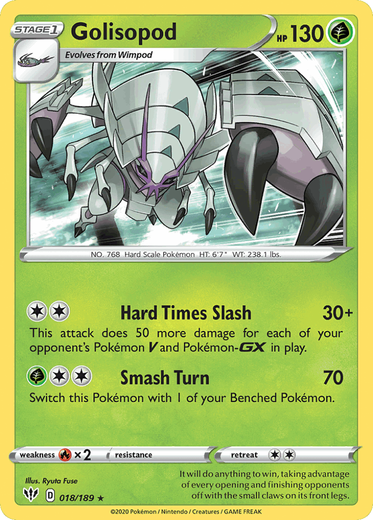 Golisopod #18 from Darkness Ablaze - Rare Holo - Illustrated by Ryuta Fuse