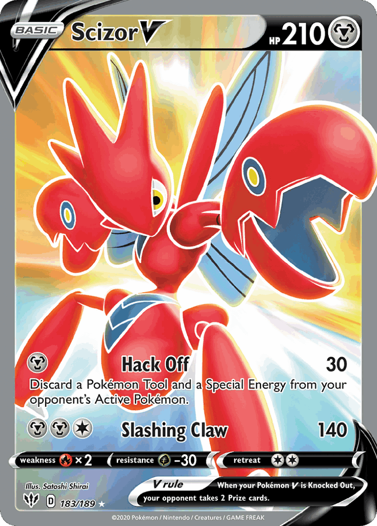 Scizor V #183 from Darkness Ablaze - Rare Ultra - Illustrated by Satoshi Shirai