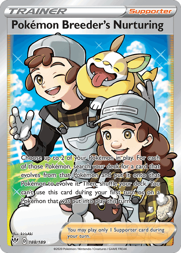 Pokémon Breeder's Nurturing #188 from Darkness Ablaze - Rare Ultra - Illustrated by kirisAki