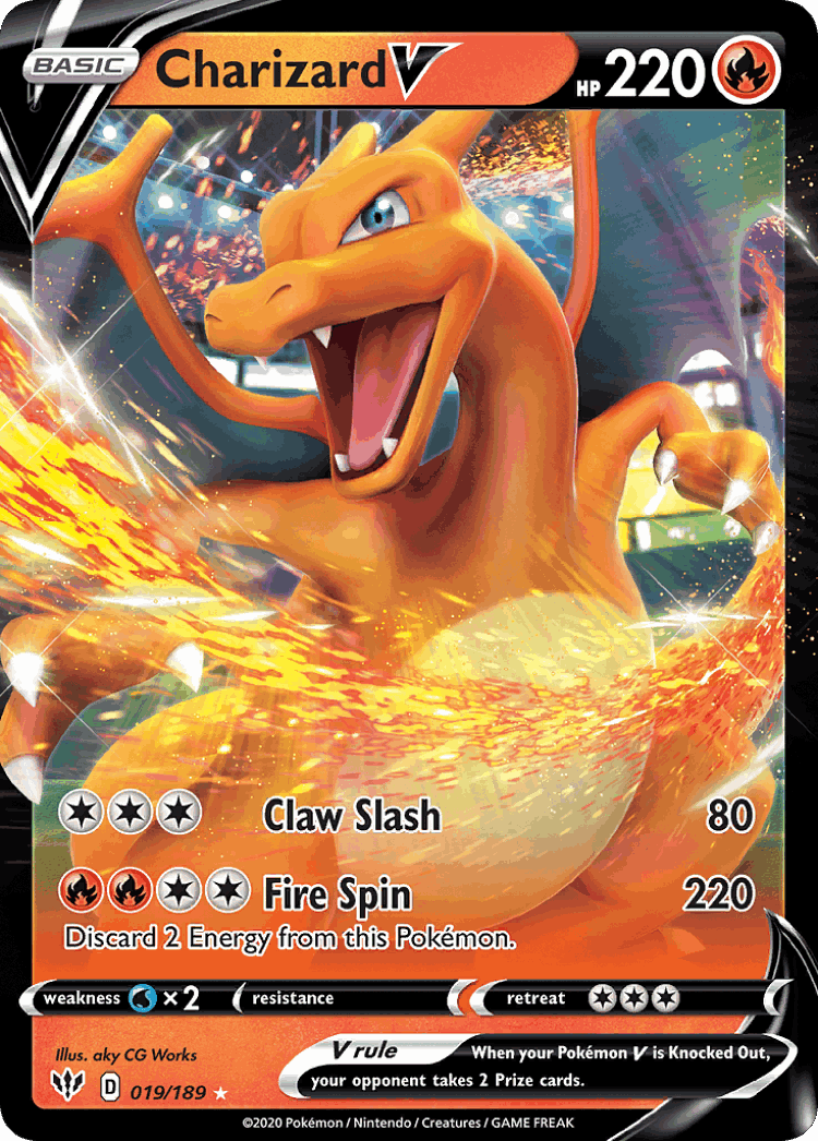 Charizard V #19 from Darkness Ablaze - Rare Holo V - Illustrated by aky CG Works