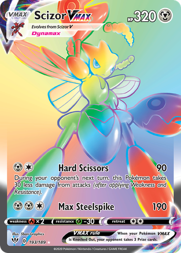 Scizor VMAX #193 from Darkness Ablaze - Rare Rainbow - Illustrated by 5ban Graphics